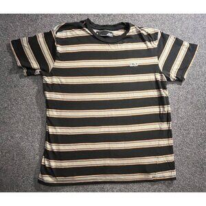 VINTAGE Lost Men T-Shirt Small Black Striped Logo Embroidered Y2K Skate Tee